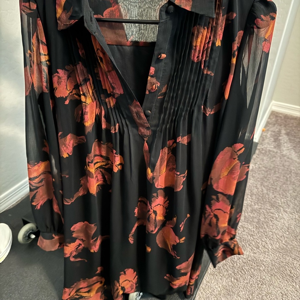 Vera Wang Black and Red Floral Dress